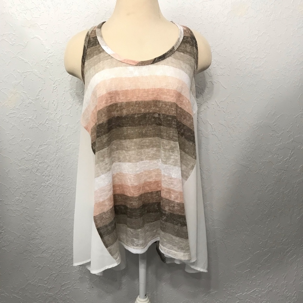Jella C Open Knit Sheer trapeze Tank Top Small